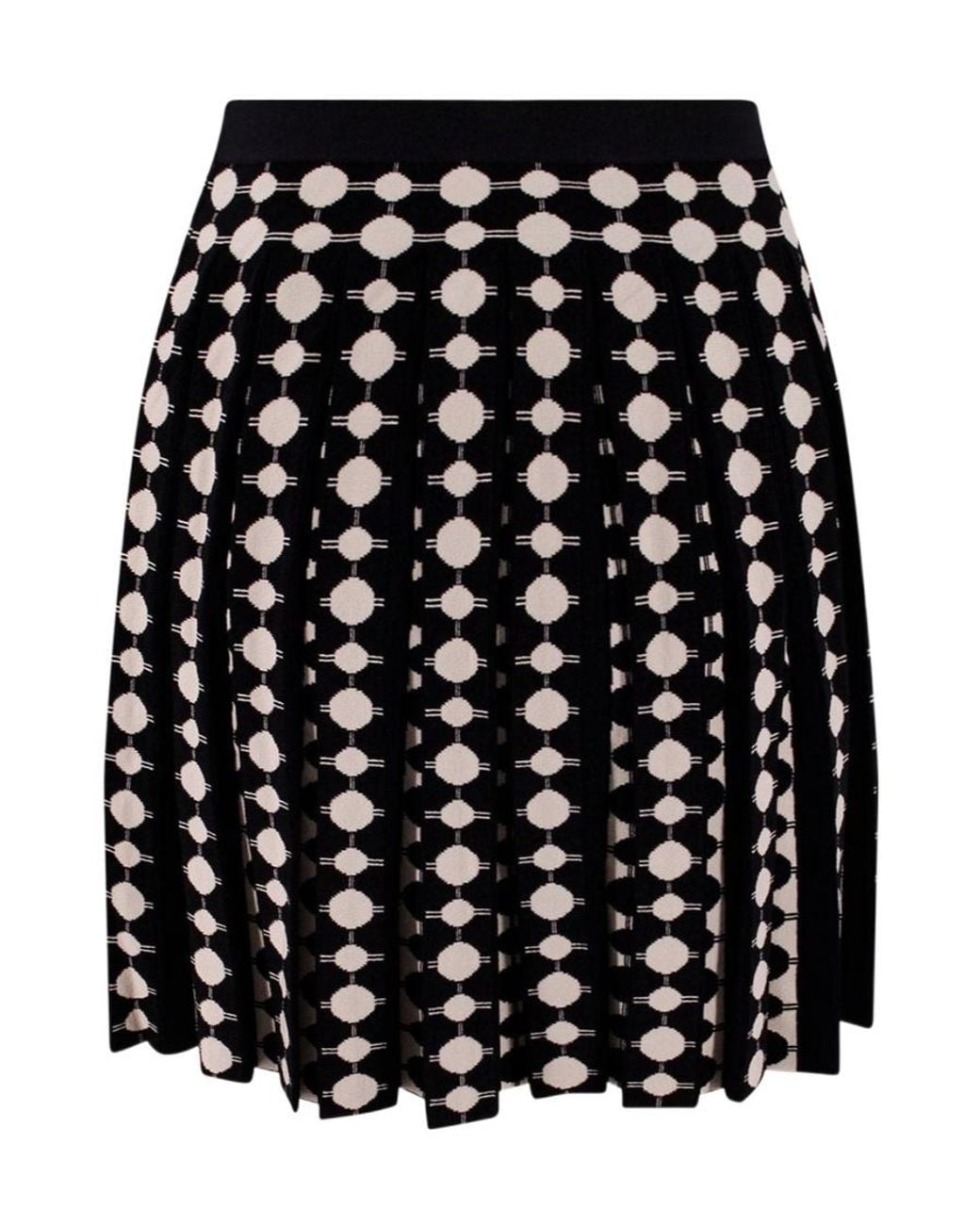 Tory Burch Black All-Over Geometric Pattern Pleated Skirt