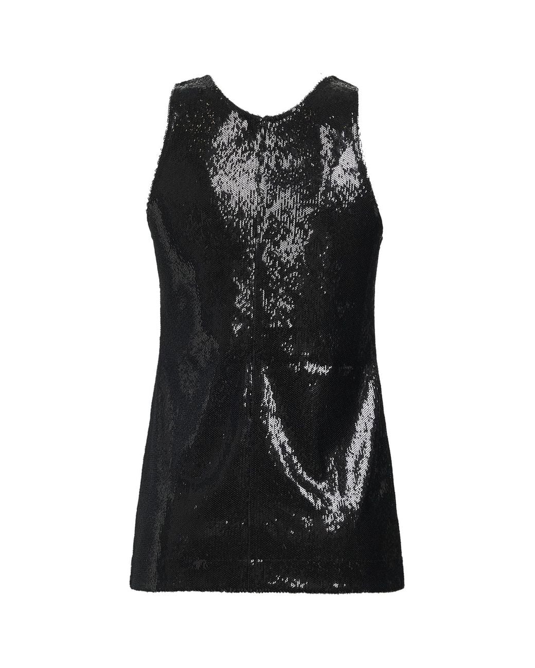 Totême Black Sequin High Round Neckline Top