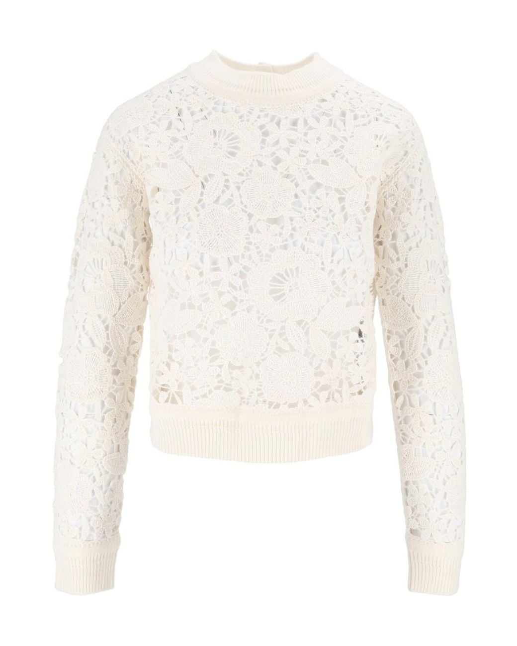 Ermanno Scervino White Floral-Lace Sweater
