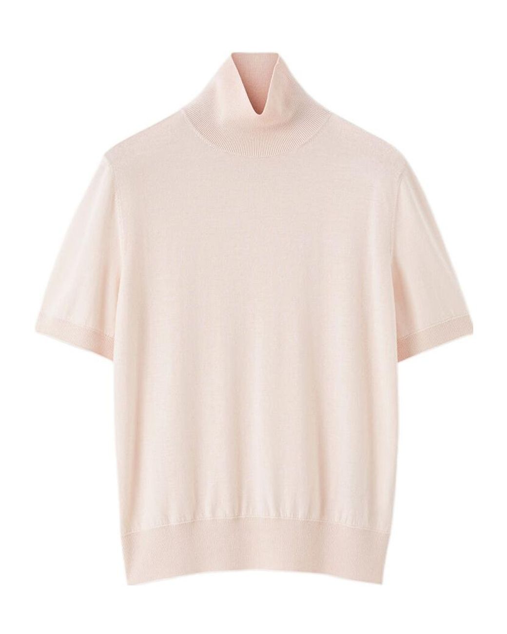 Loro Piana Natural Short-Sleeved Turtleneck Sweater