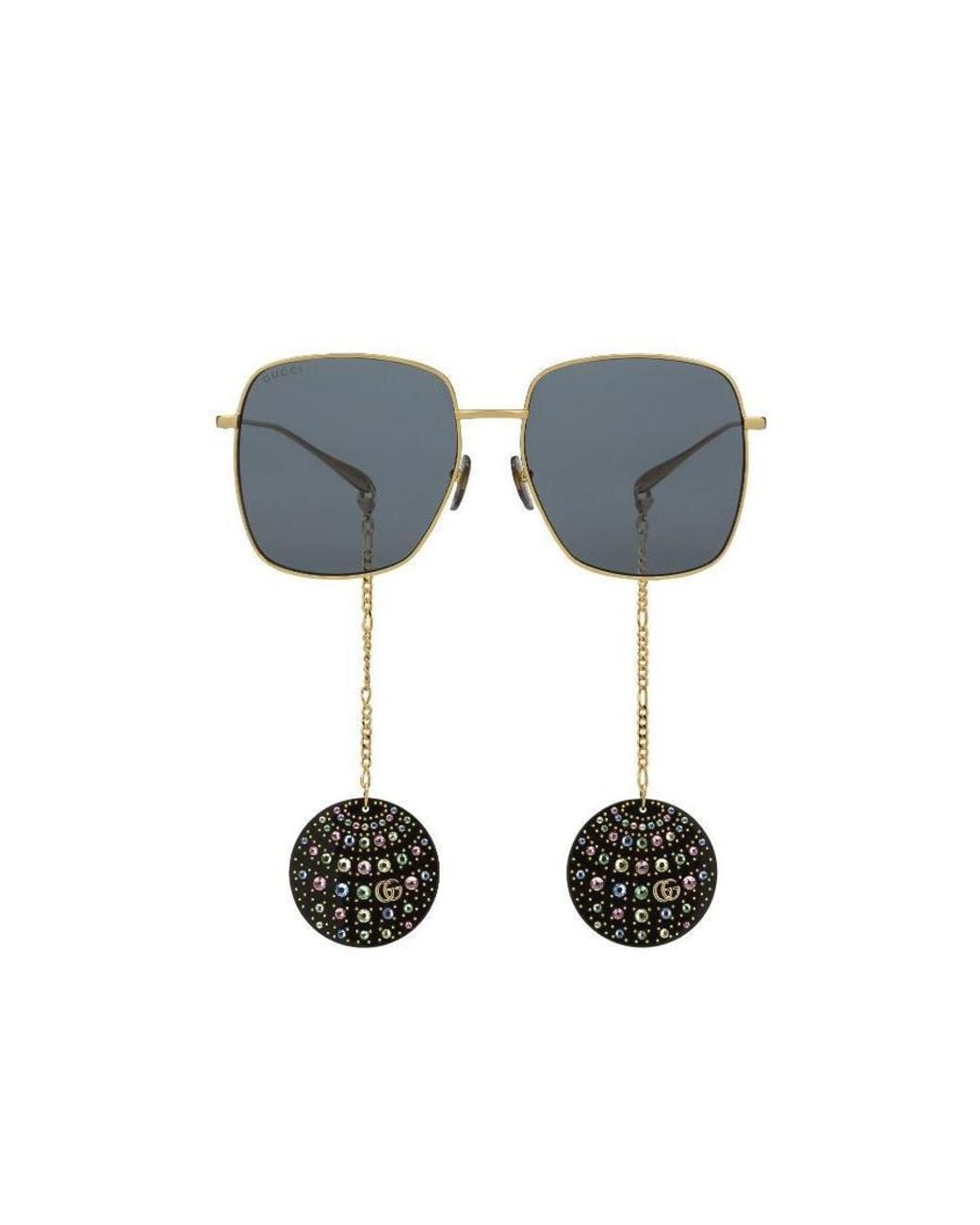 Gucci Blue Eyewear Squared-Frame Disco Charm Detailing Sunglasses