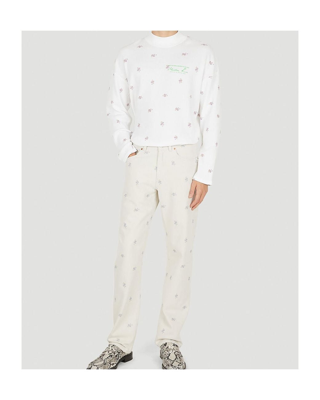 Martine Rose White Relaxed Floral Print Jeans for men