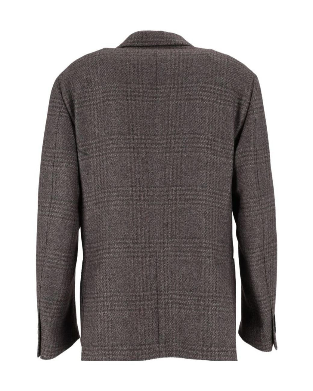 Lardini Gray Checked Single-Breasted Blazer for men