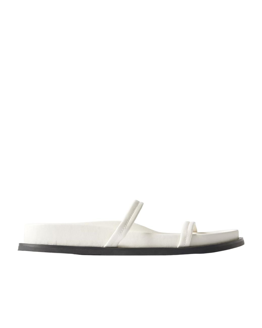St. Agni White Strappy Leather Slippers