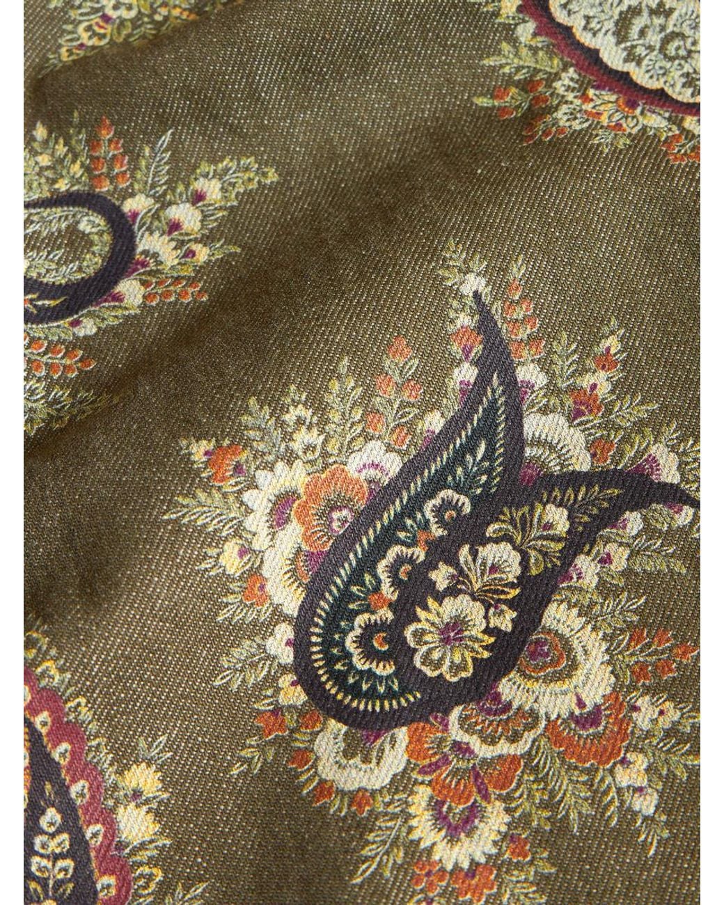 Etro Green Paisley Denim Overshirt for men