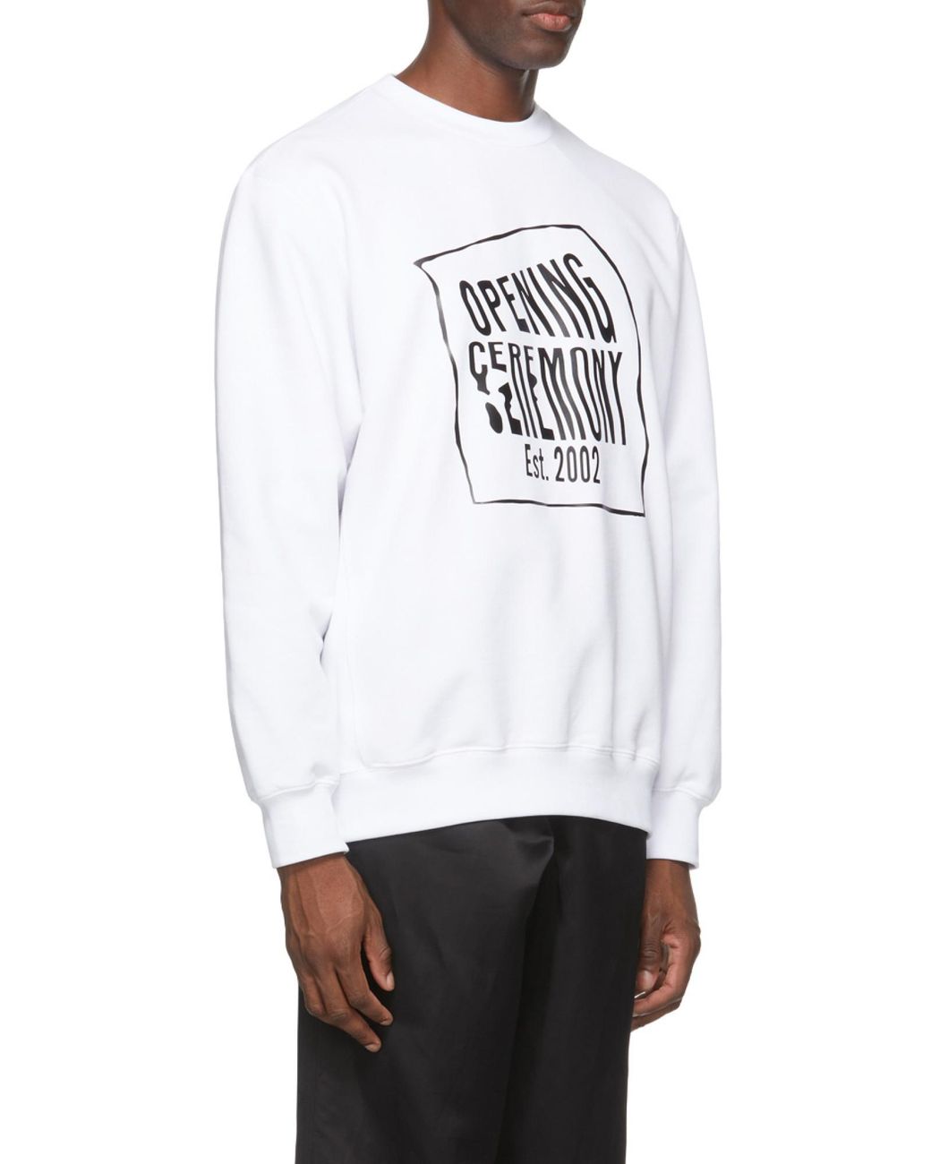 Opening Ceremony White Warped Logo Printed Sweatshirt for men
