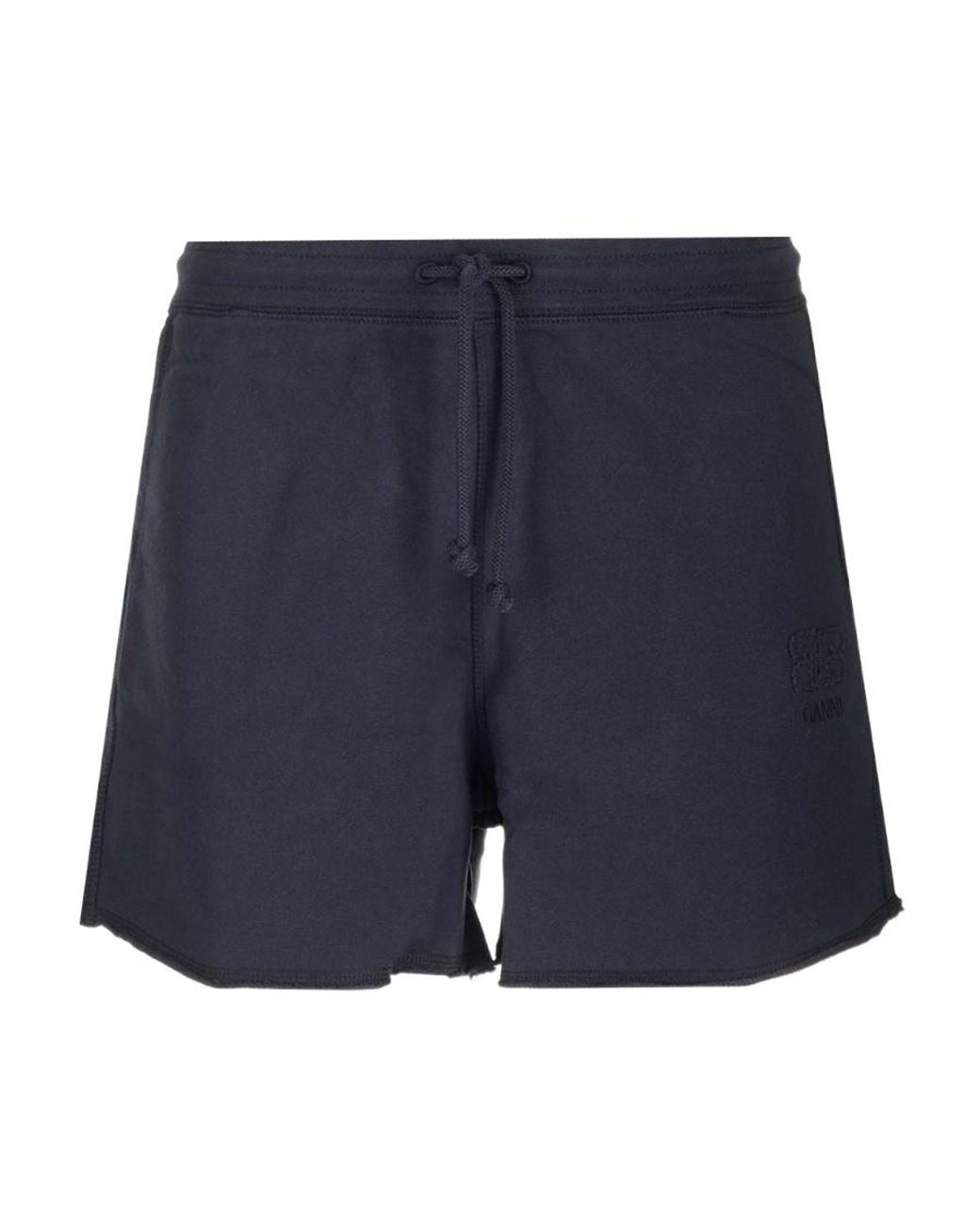 Ganni Blue Logo-Embroidered Drawstring Shorts