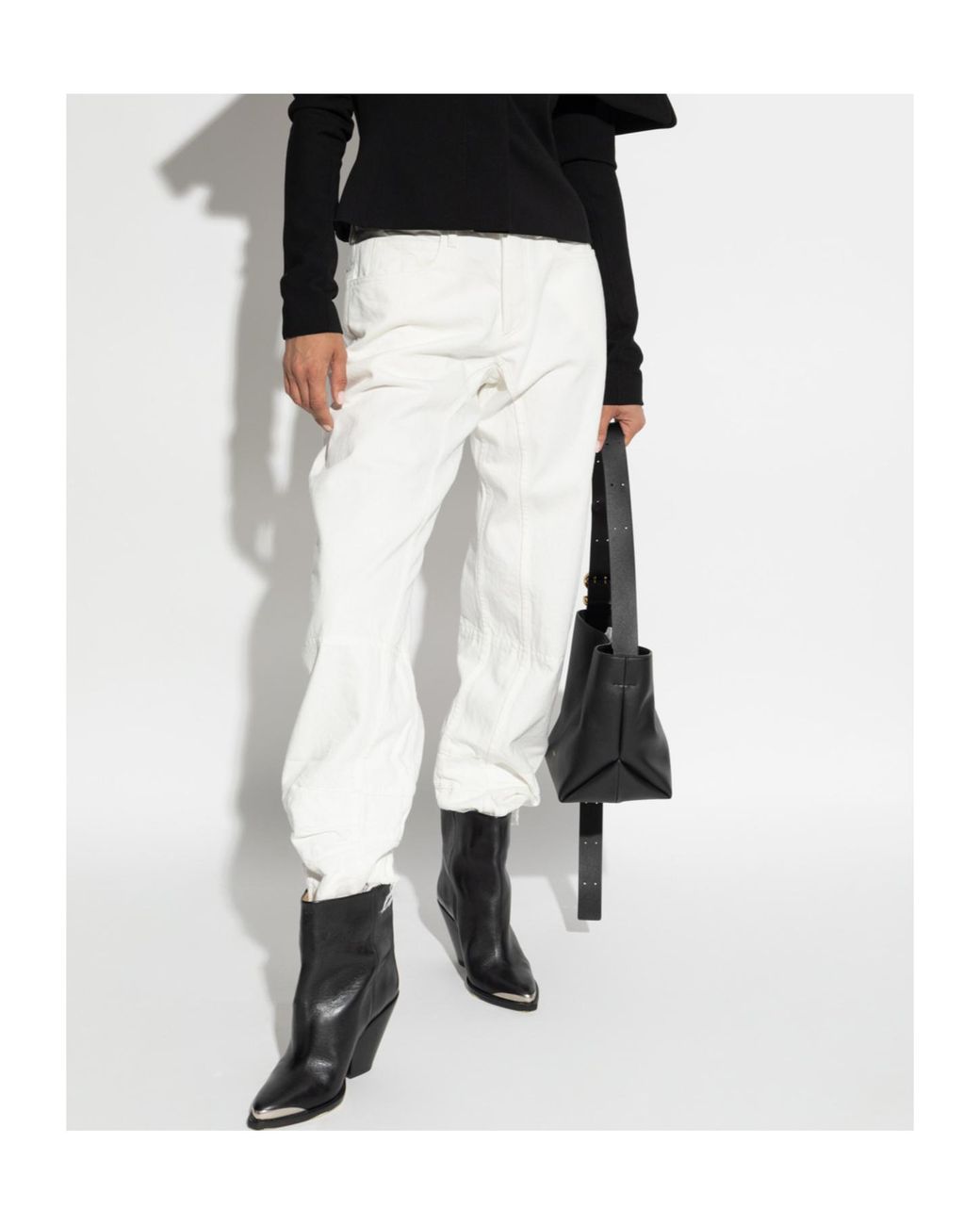 Jil Sander White Logo Patch Straight-Leg Trousers