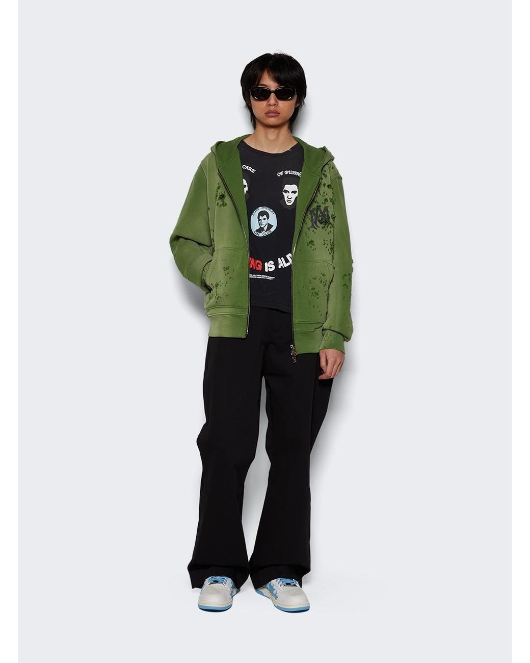 Amiri Black Mid-Rise Flared Trousers for men