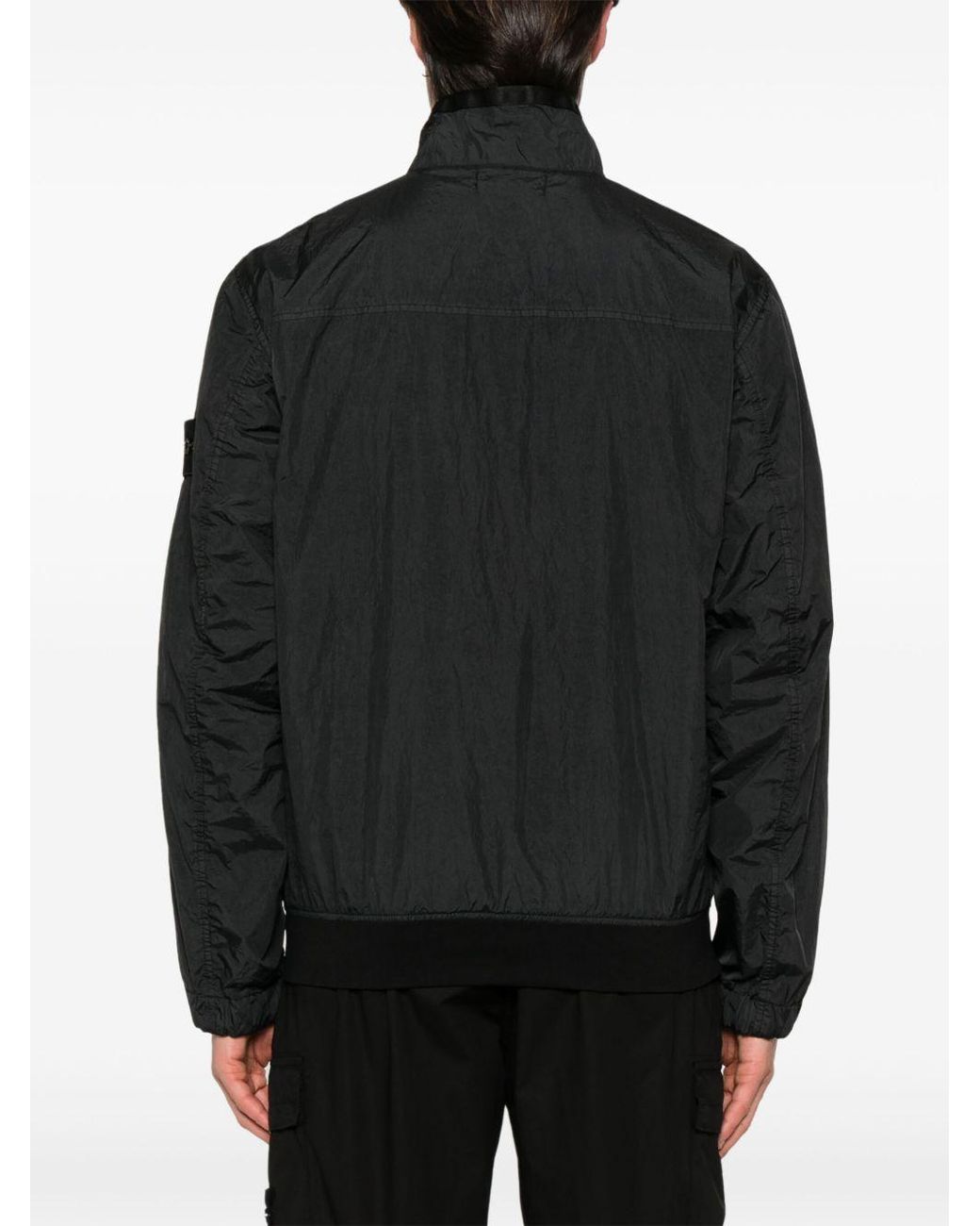 Stone Island Black Compass-Badge High-Neck Jacket for men