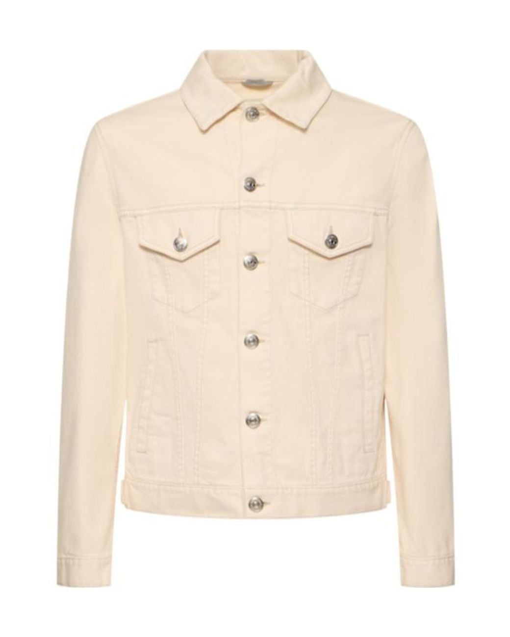 Brunello Cucinelli Natural Long-Sleeve Denim Jacket for men