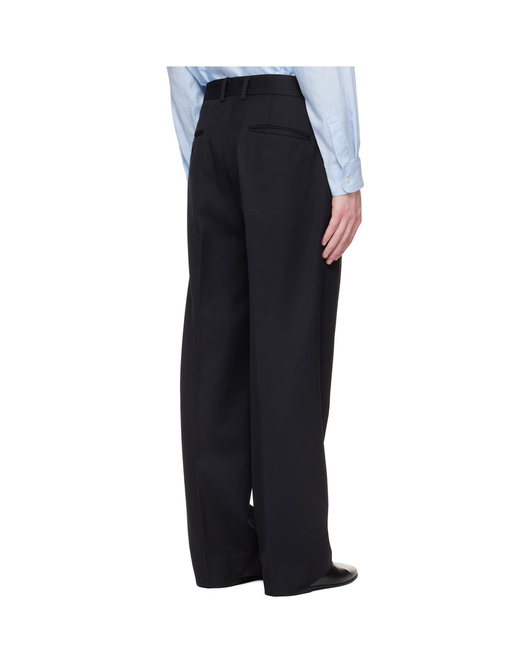 Ssstein Black Wool Straight Leg Casual Pants for men