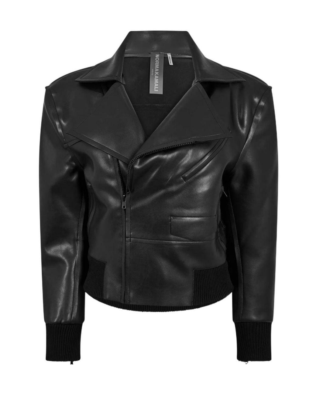 Norma Kamali Black Mini Moto Bomber Jacket