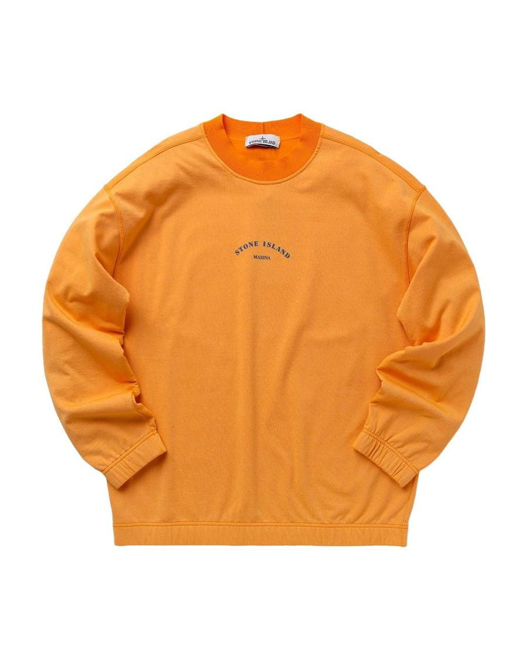 Stone Island Orange Logo-Printed Crewneck Sweatshirt for men