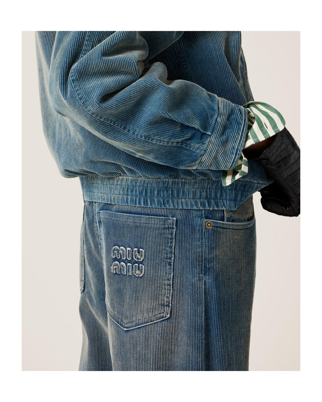 Miu Miu Blue Corduroy Straight-Leg Pants
