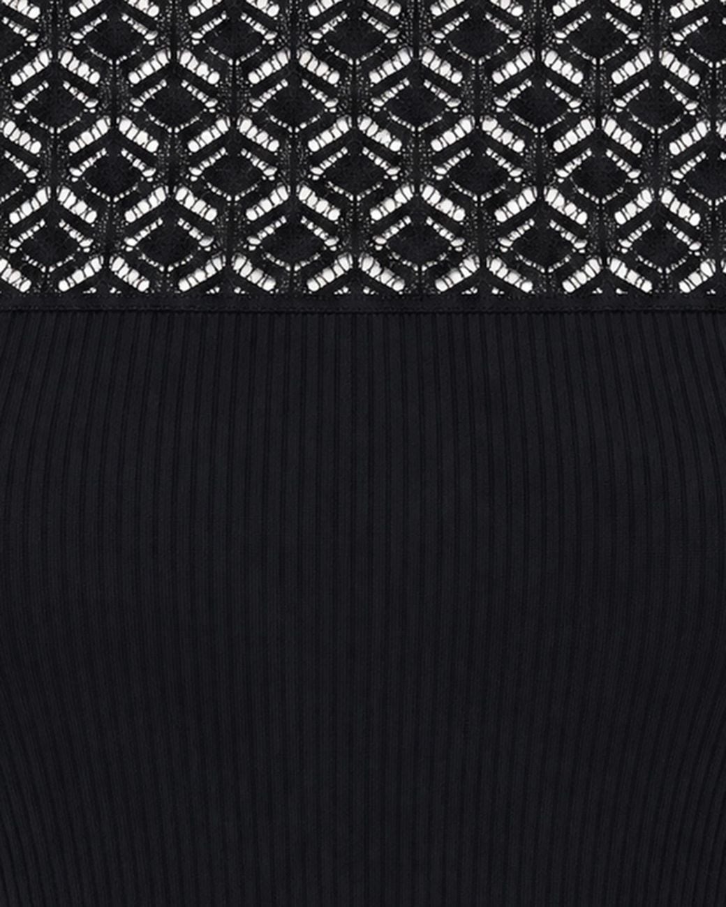 Patrizia Pepe Black Sheer Pattern Long Sleeve Knitted Sweater
