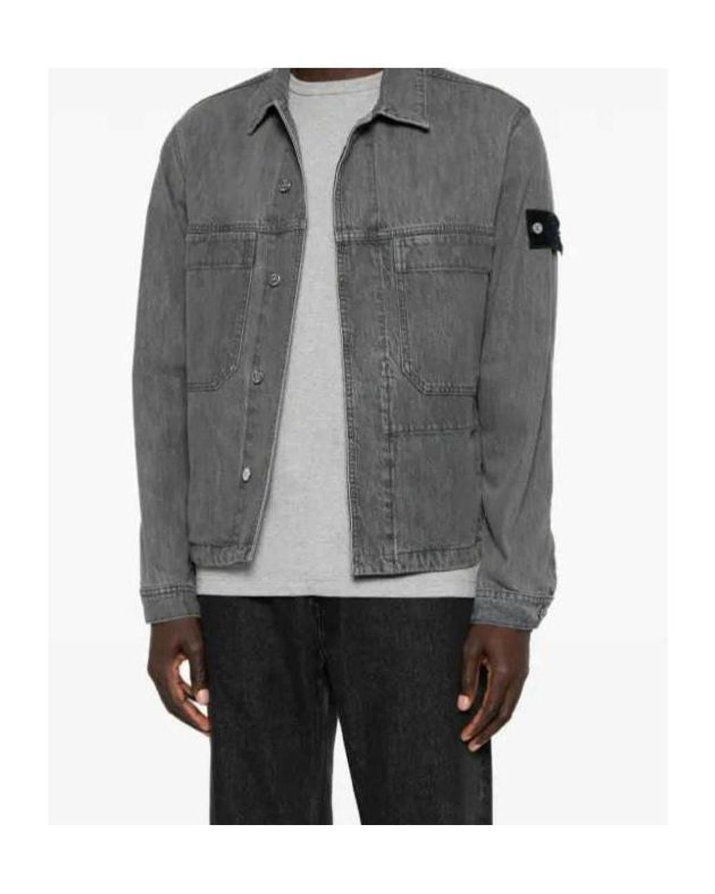 Stone Island Gray Long-Sleeve Casual Jacket for men