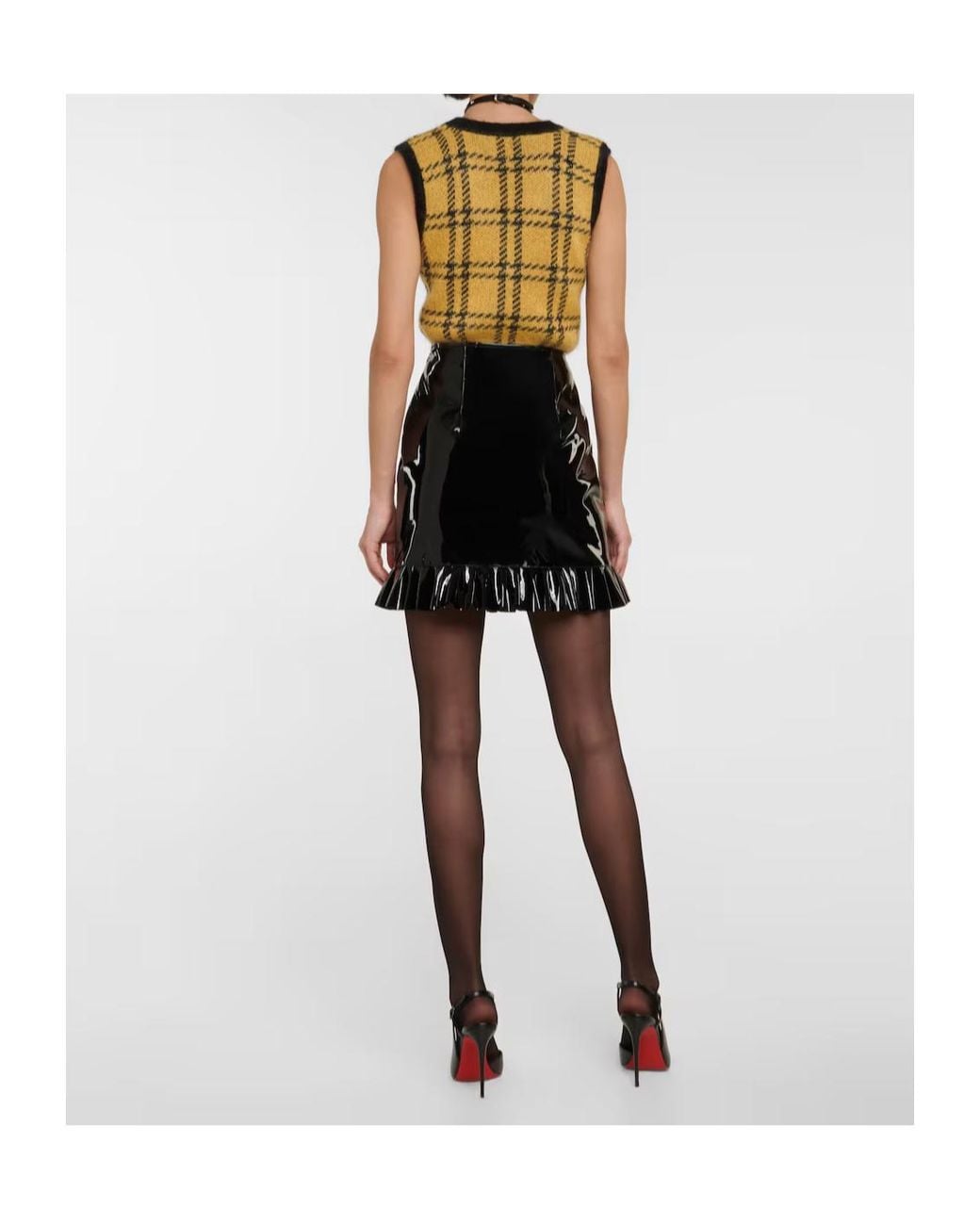 Alessandra Rich Black Faux Leather Miniskirt