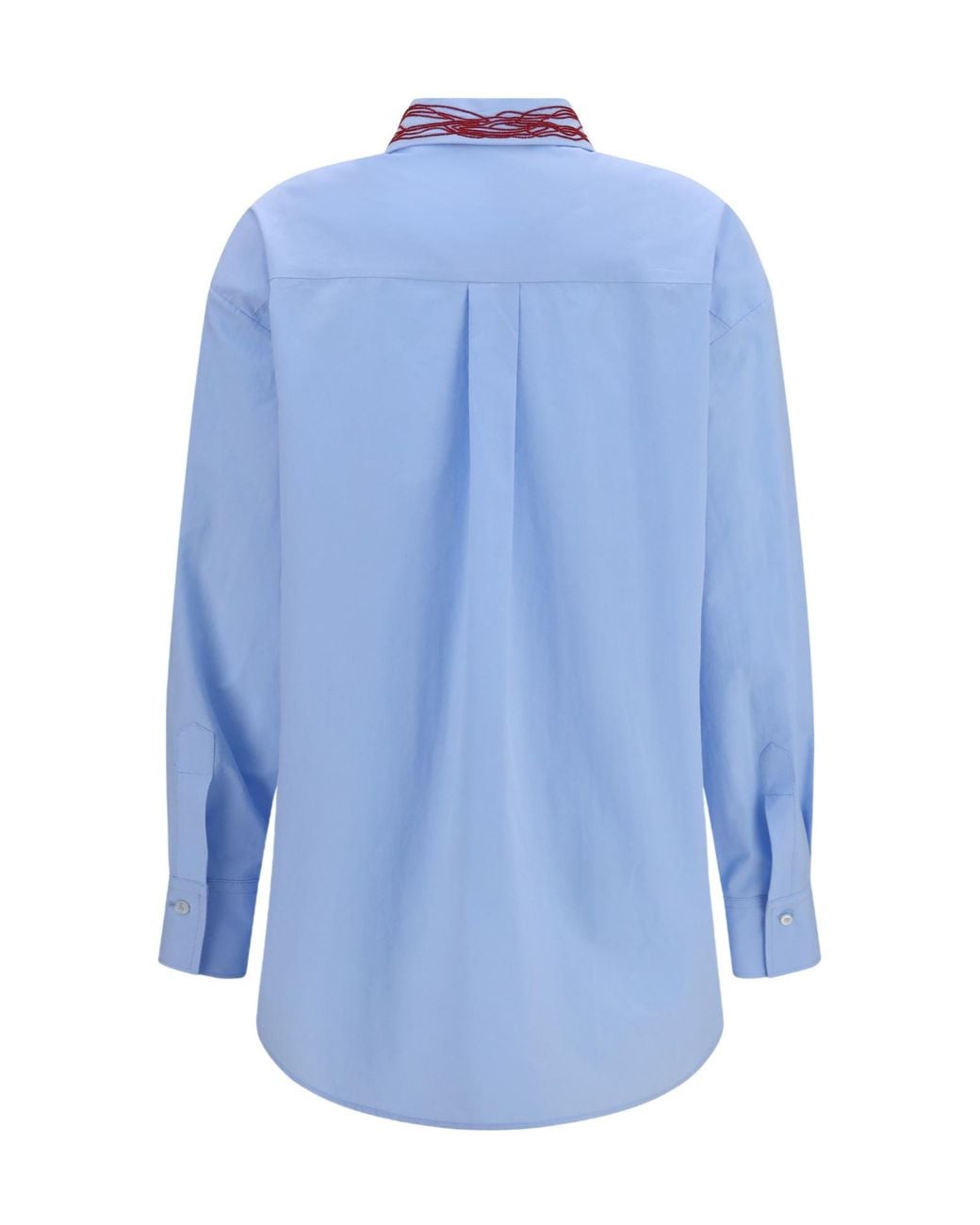 Fabiana Filippi Blue Embellished Collar Boyfriend Shirt