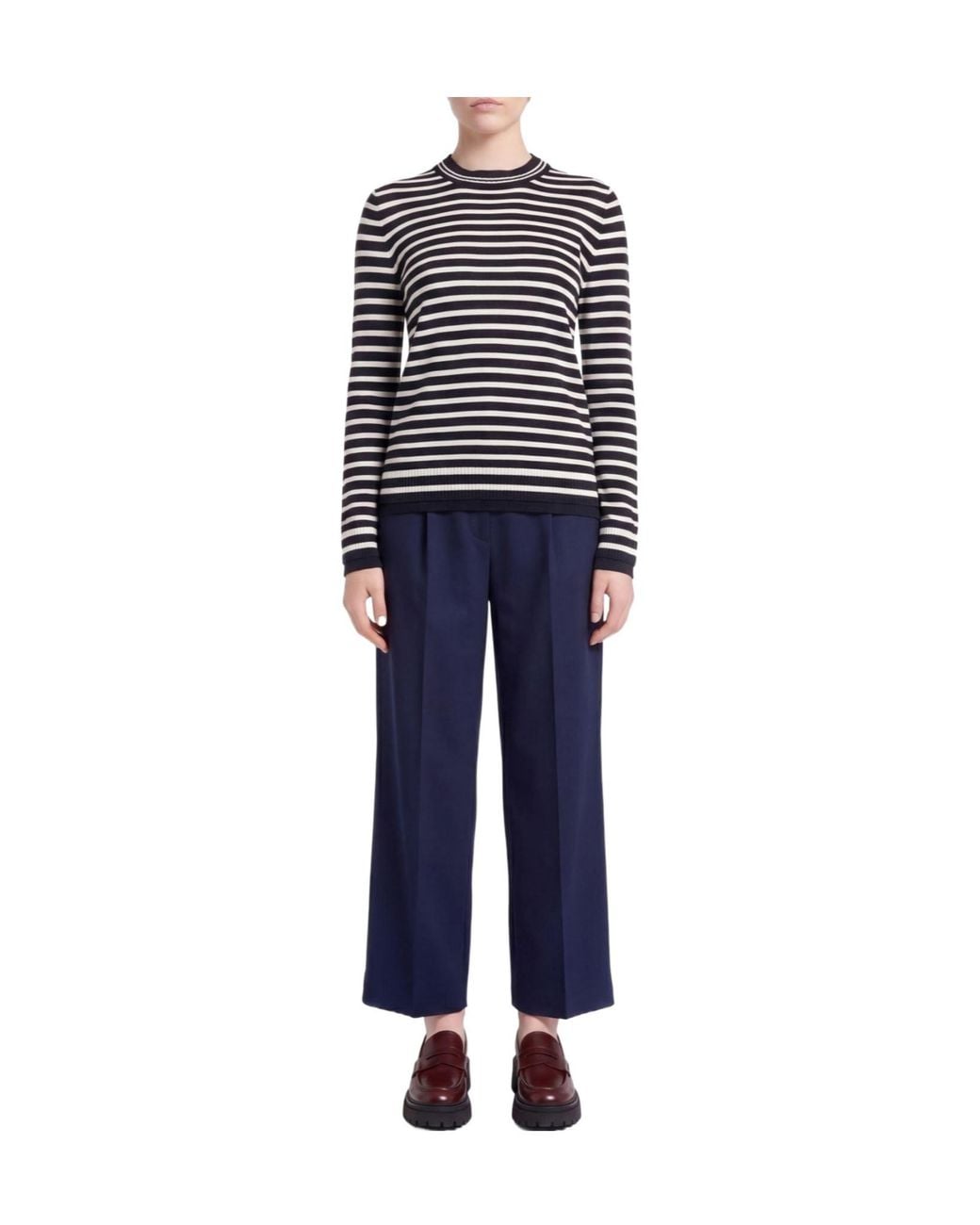 MAX&Co. Blue Striped Wool Knit Sweater