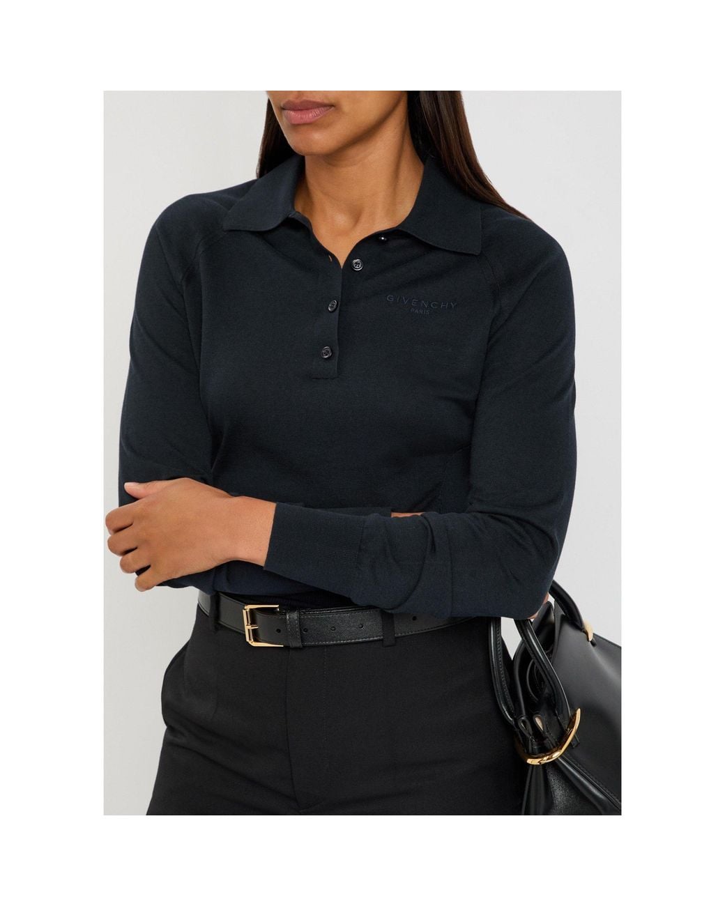 Givenchy Blue Silk-Blend Polo Top