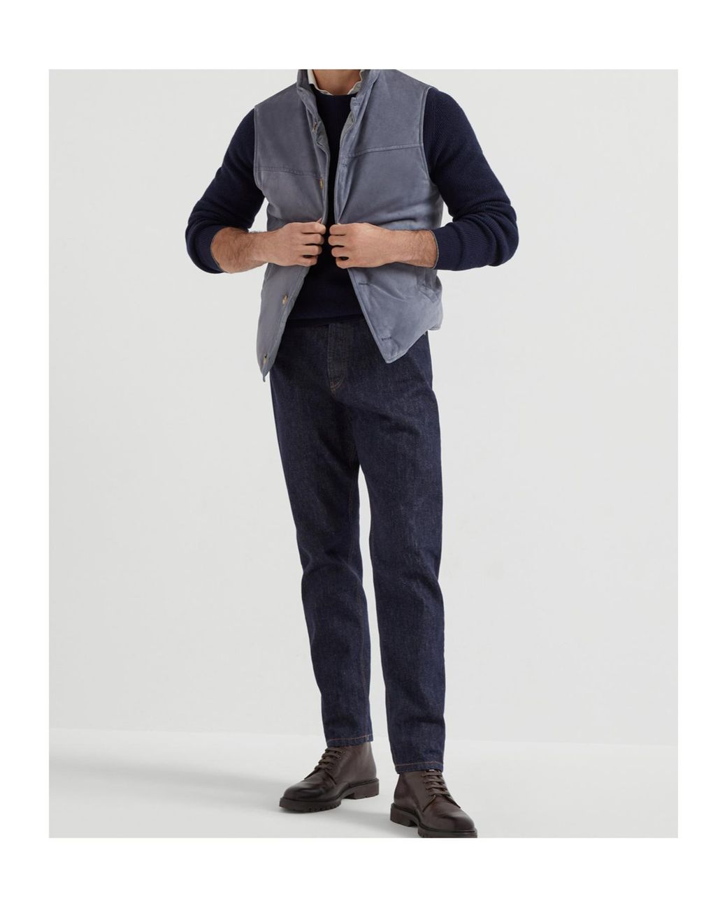 Brunello Cucinelli Blue Buttoned Sleeveless Gilet for men