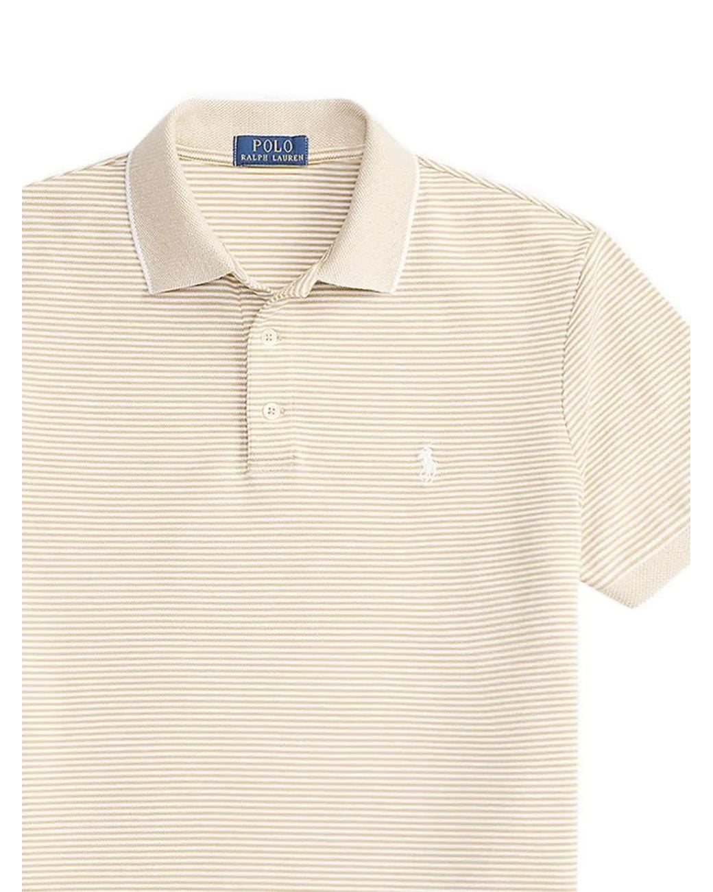 Polo Ralph Lauren White Striped-Pattern Short-Sleeved Polo Shirt for men