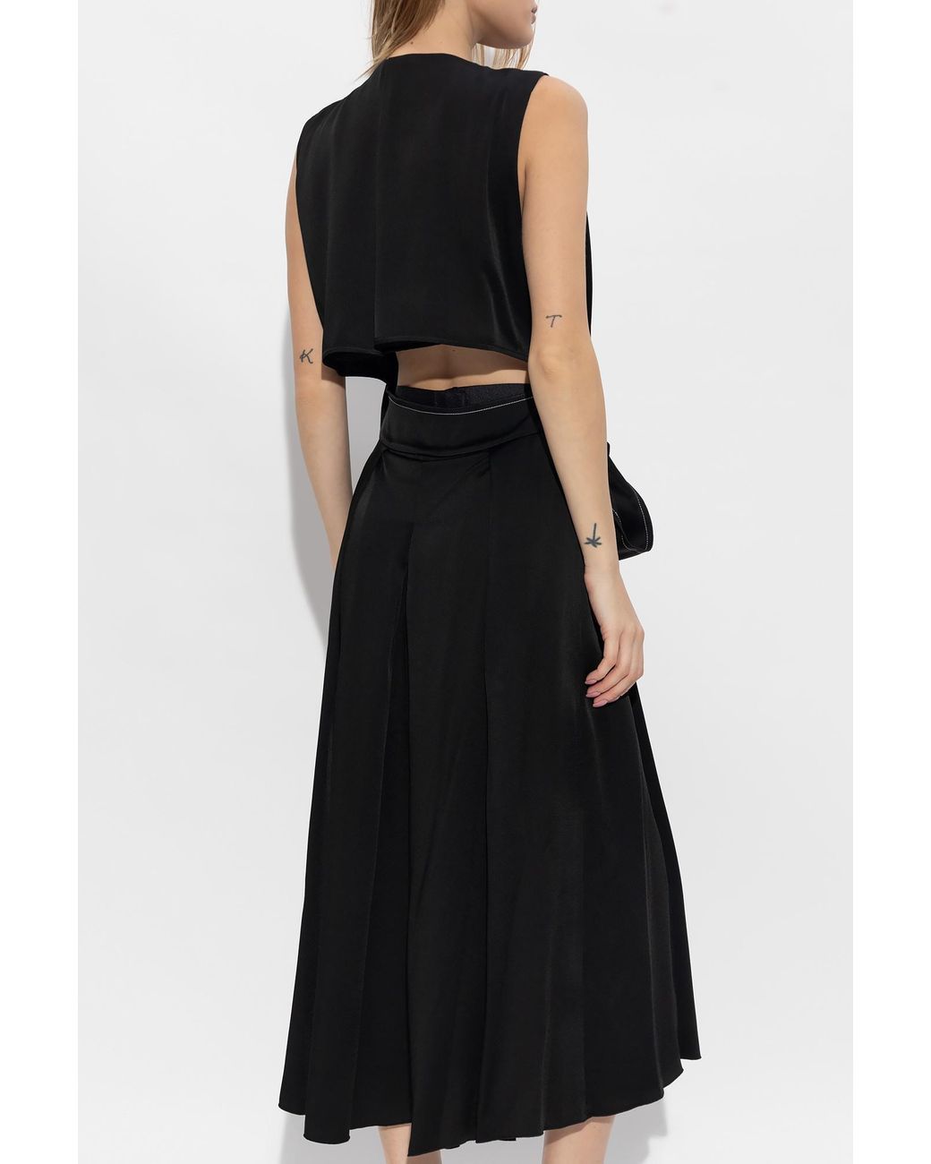 Victoria Beckham Black Belted Sleeveless Midi Dress