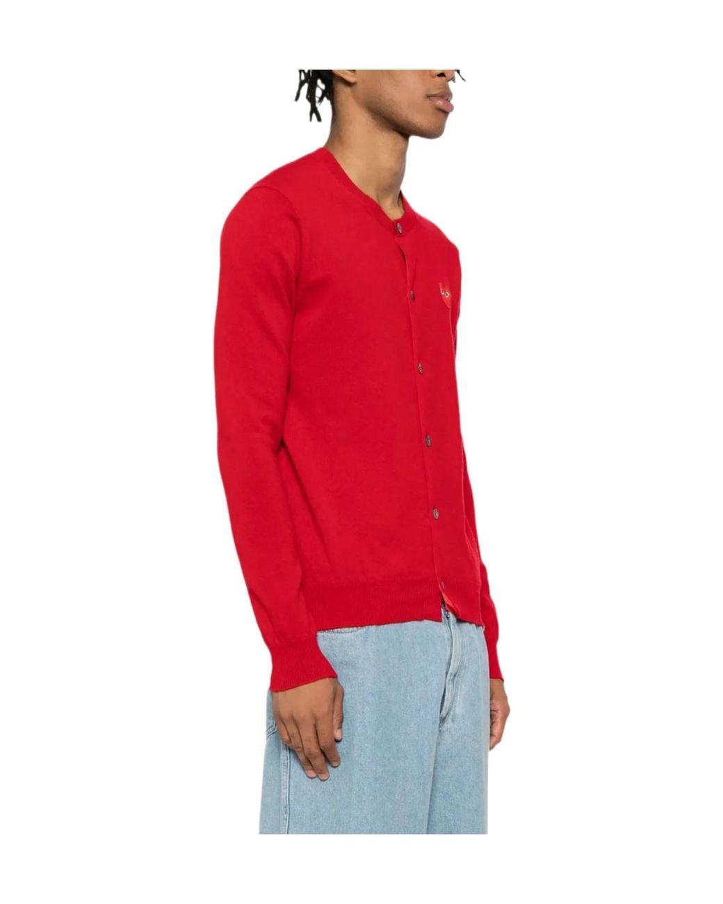 COMME DES GARÇONS PLAY Red Wool Cardigan for men