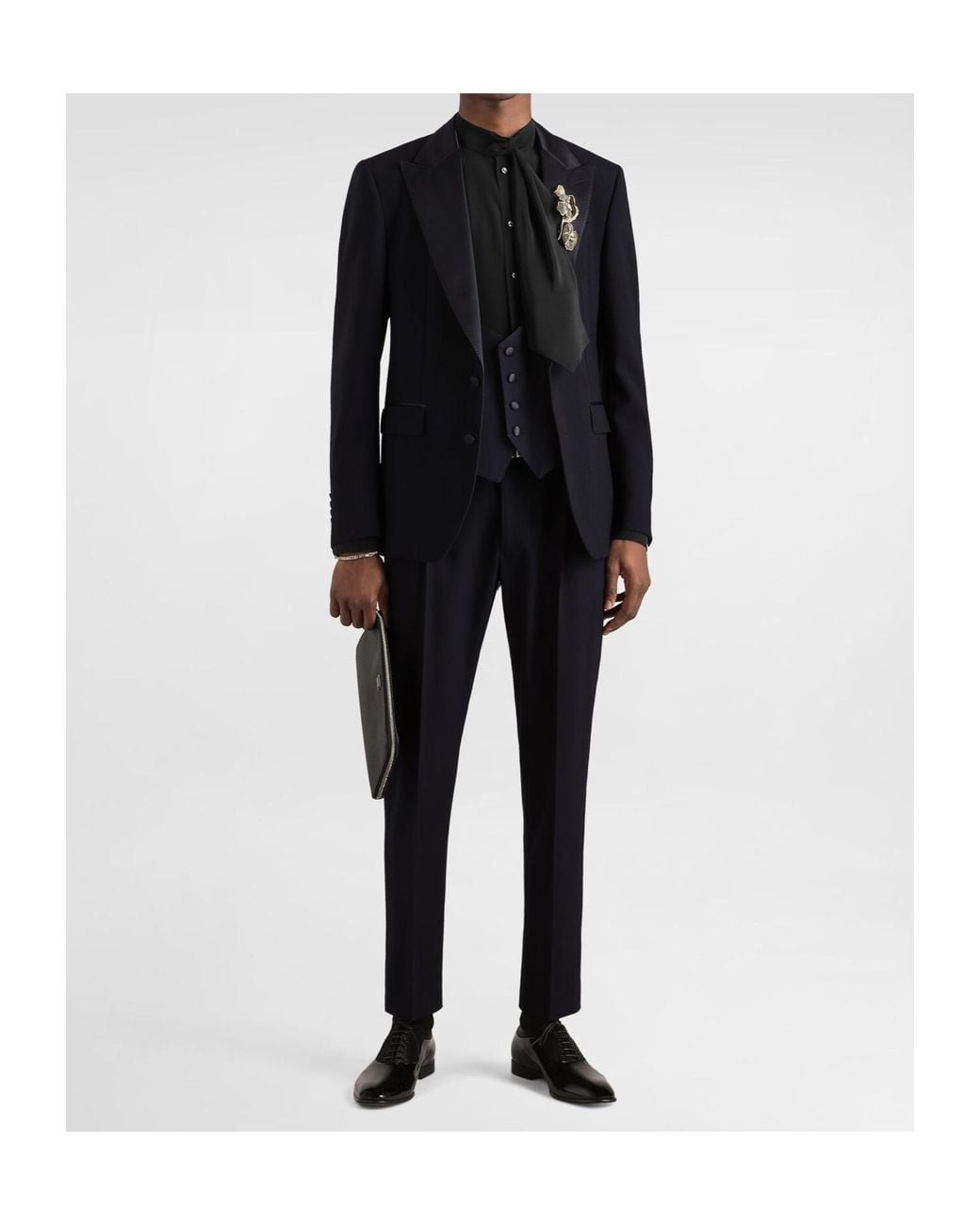 Dolce & Gabbana Black Single-Breasted Tuxedo Sicilia Light Suit for men