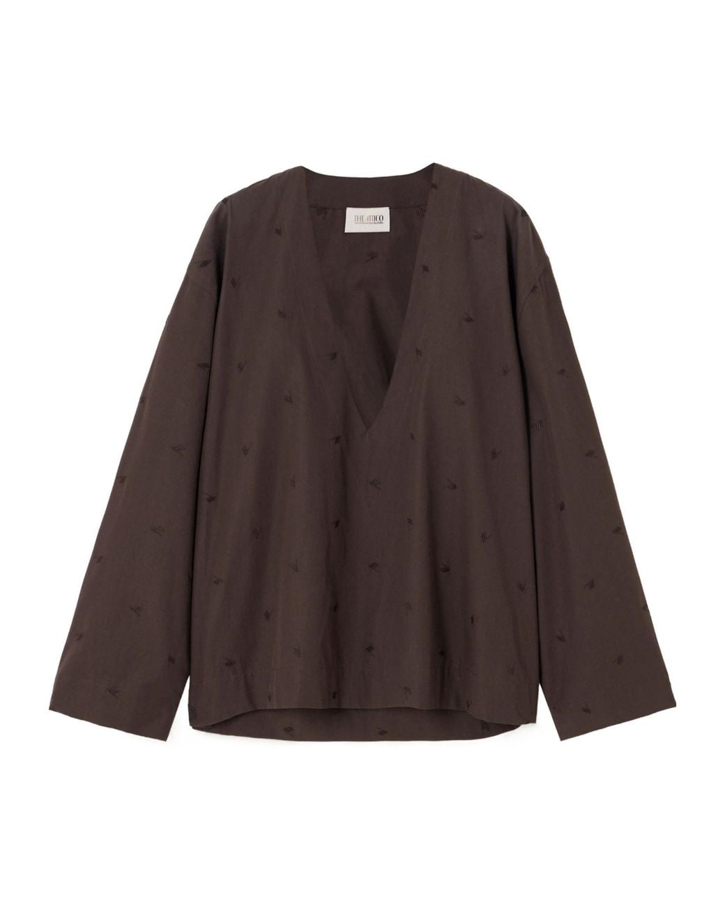 The Attico Brown Embroidered Cotton-Blend Poplin Blouse