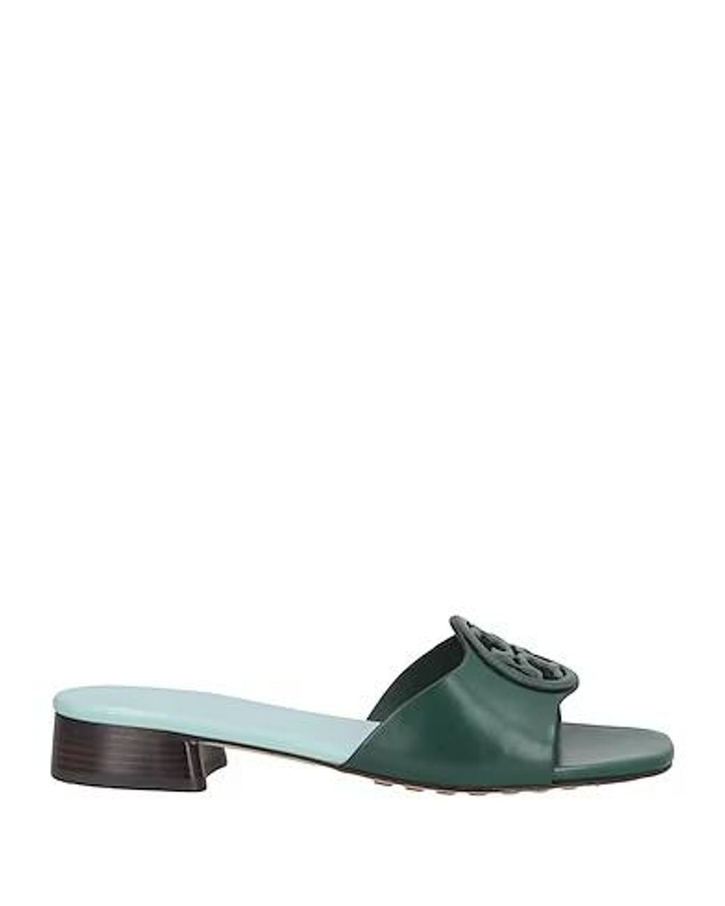 Tory Burch Green Simple Leather Slides