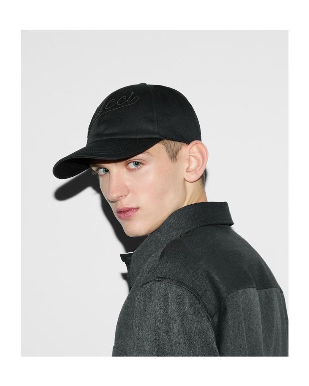 Gucci Black Logo Embroidered Baseball Hat for men