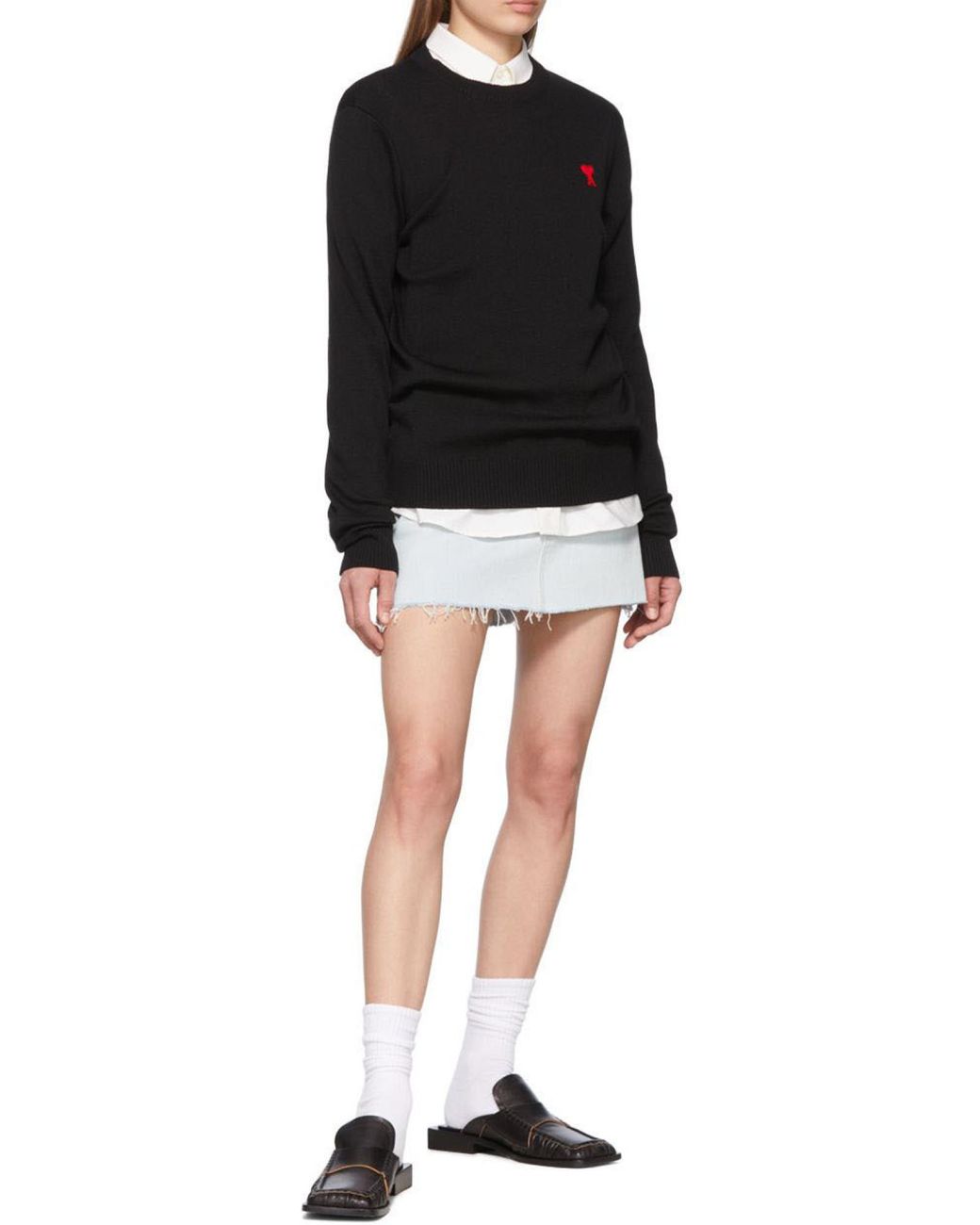 AMI Black Ami De Coeur Knitted Jumper for men