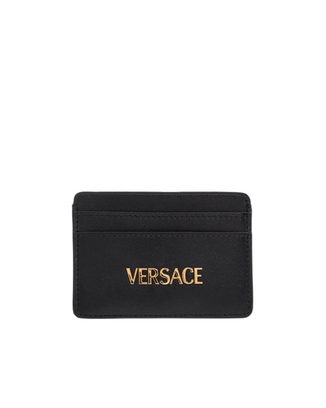 Versace Black Logo-Lettering Card Holder