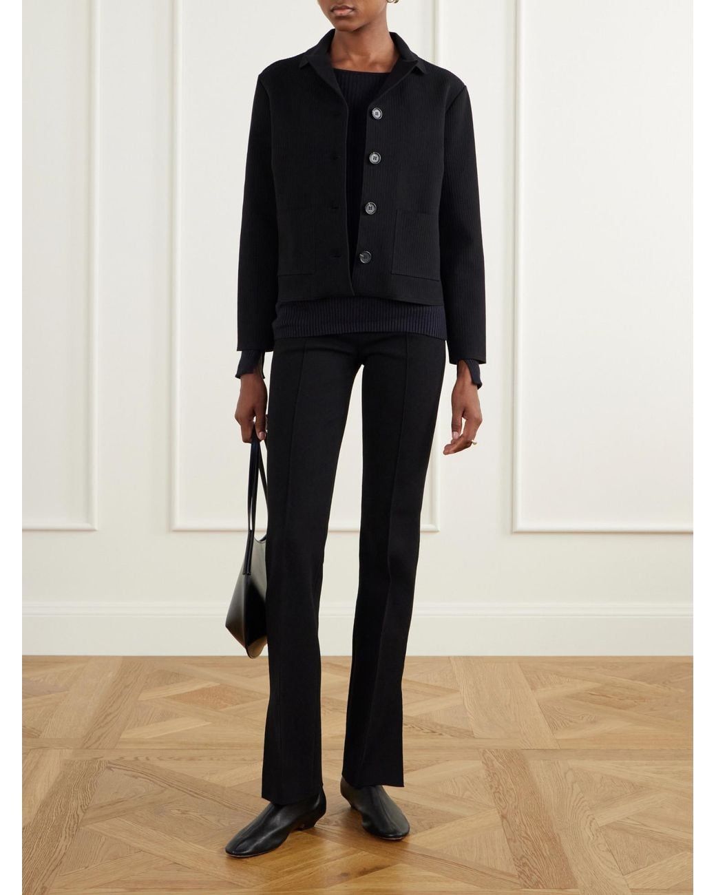 High Sport Black Ribbed Cotton And Cashmere-Blend Sweater