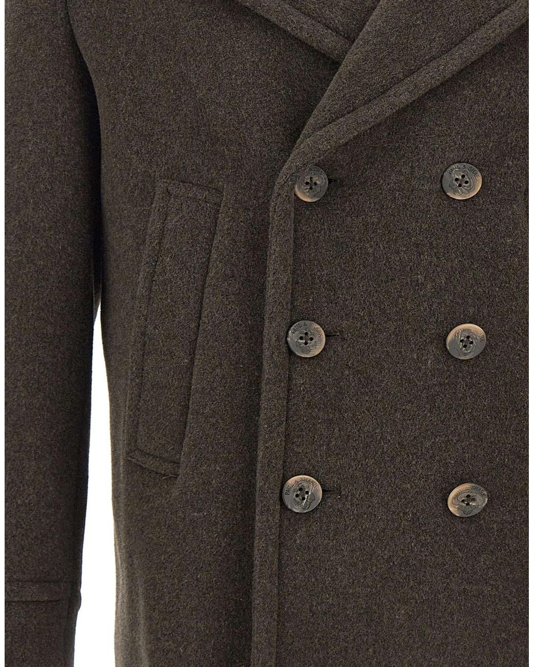 Paul & Shark Multicolor Ribbed-Collar Peacoat for men