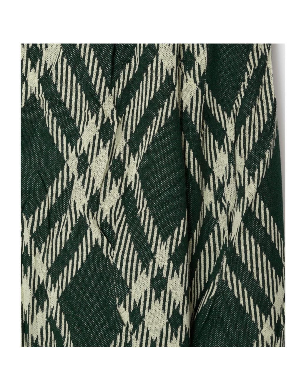 Burberry Green Checked Crewneck Knitted Jumper for men