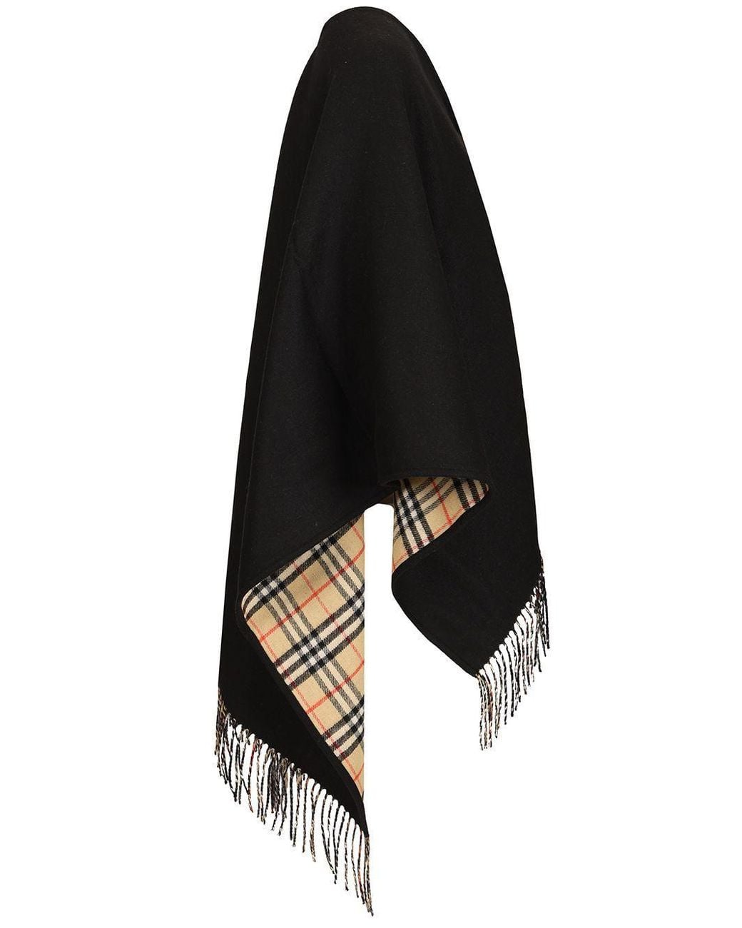 Burberry Black Fringed Reversible Shawl
