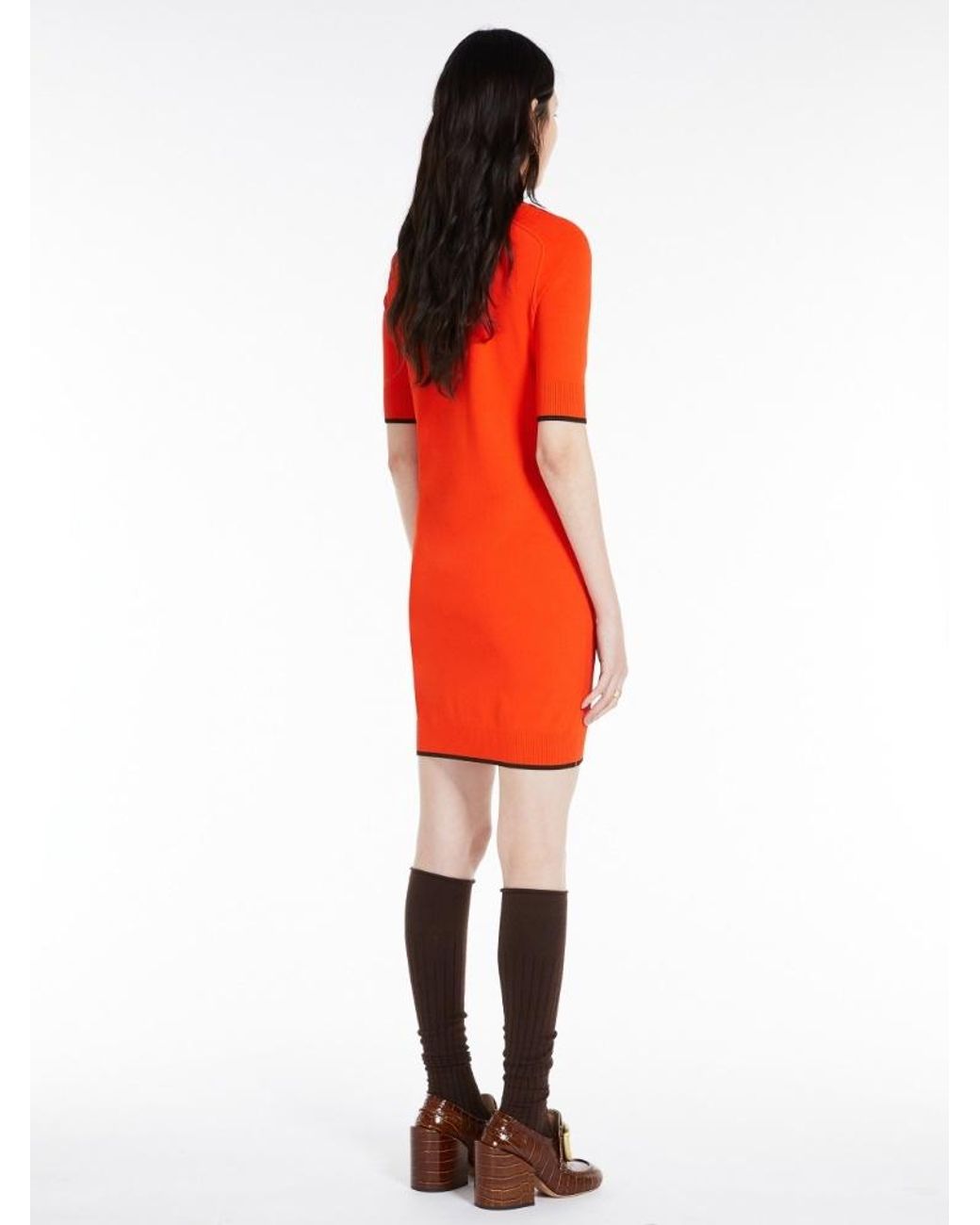 Sportmax Orange Stretch Knitted Dress