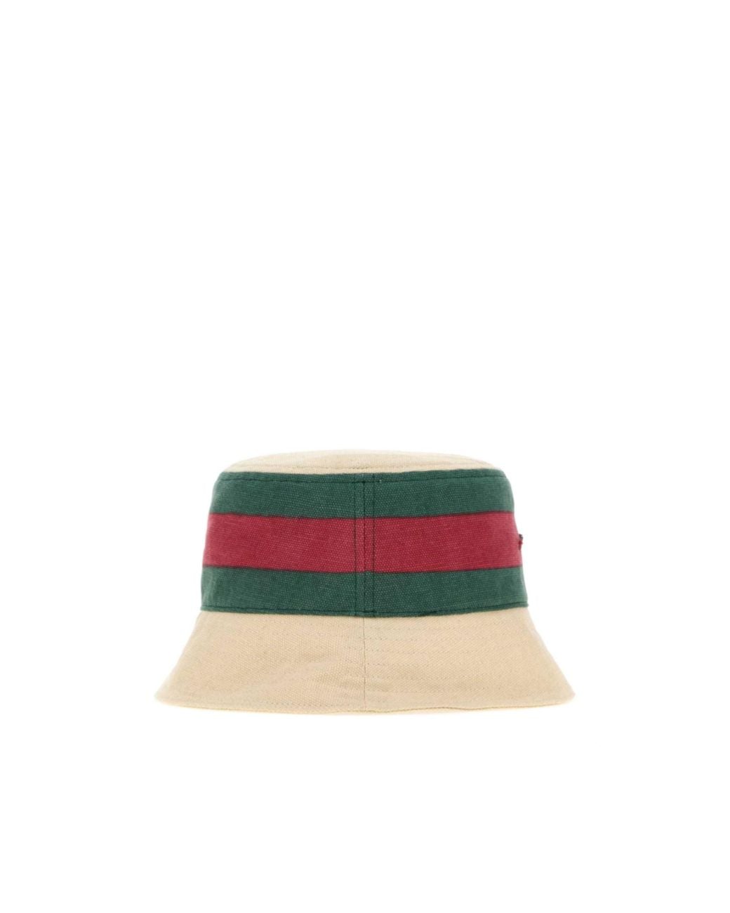 Gucci White Stripe Detailed Bucket Hat