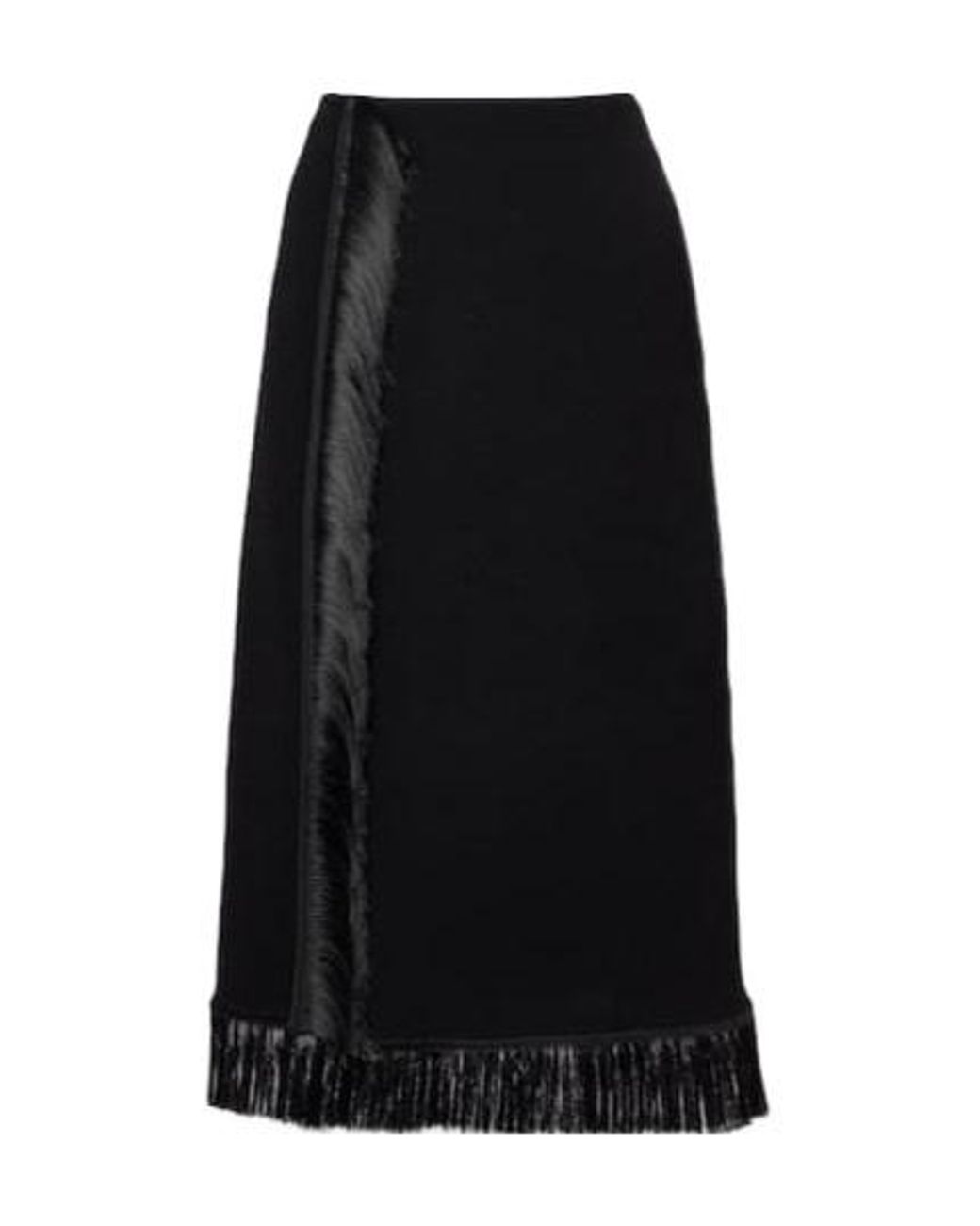 Jil Sander Black Fringed Midi Skirt