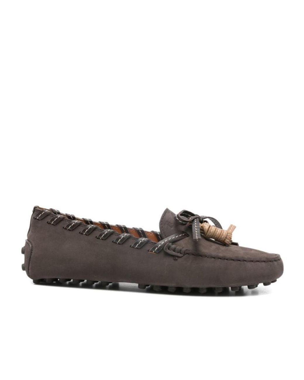 Tod's Brown Tassel Driving Flat Shoes