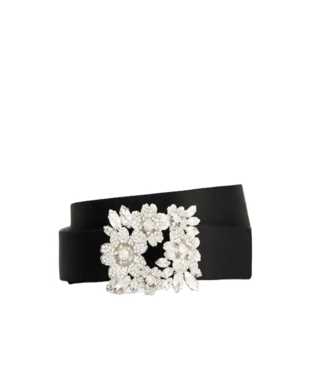Roger Vivier Black Bouquet Strass Versailles Diamond Buckle Belt