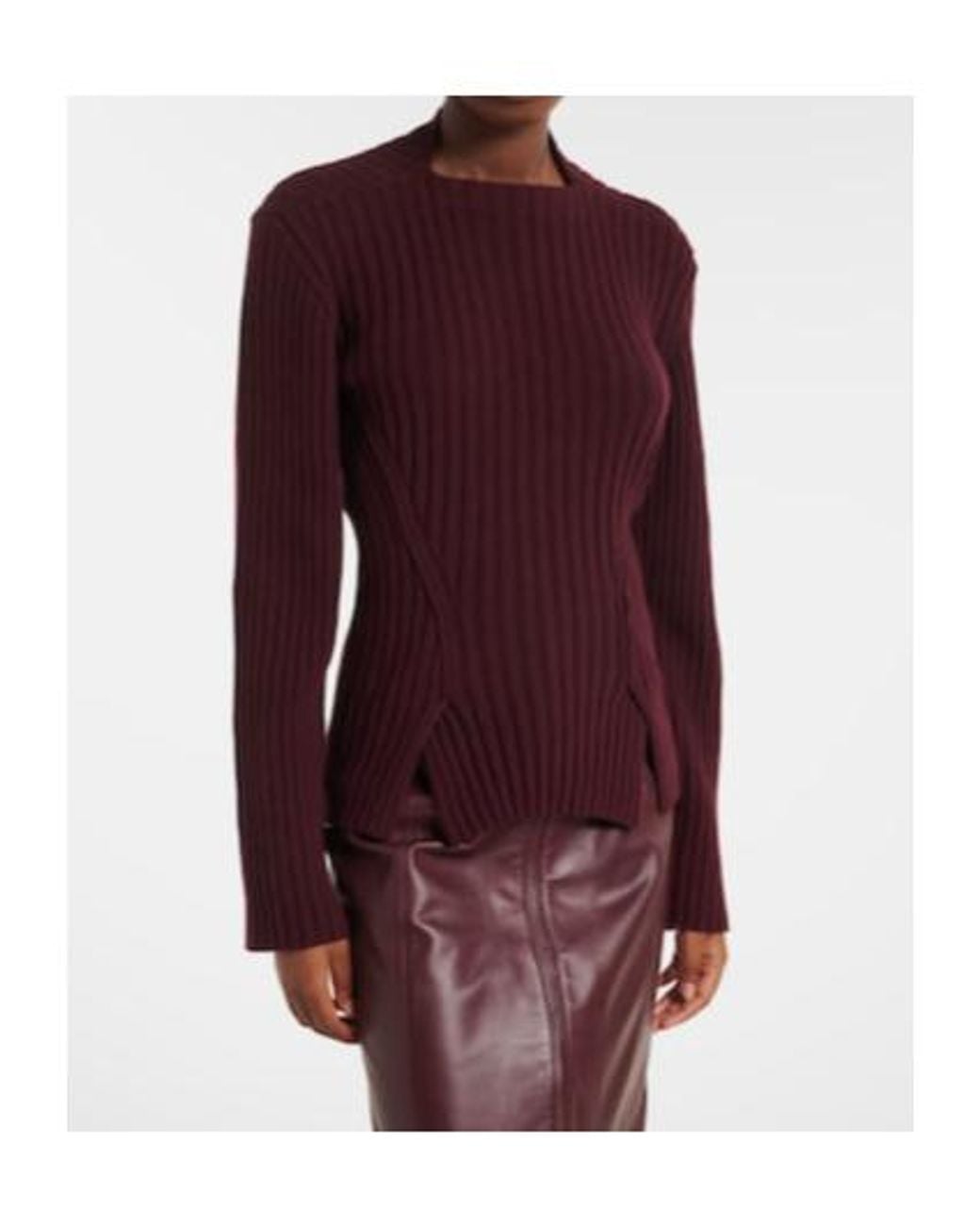 Victoria Beckham Purple Ribbed-Knit Wool And Cashmere Sweater