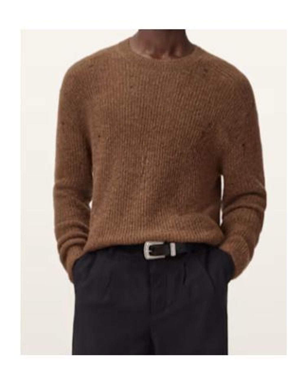 AllSaints Brown Edgin Mohair Blend Jumper for men