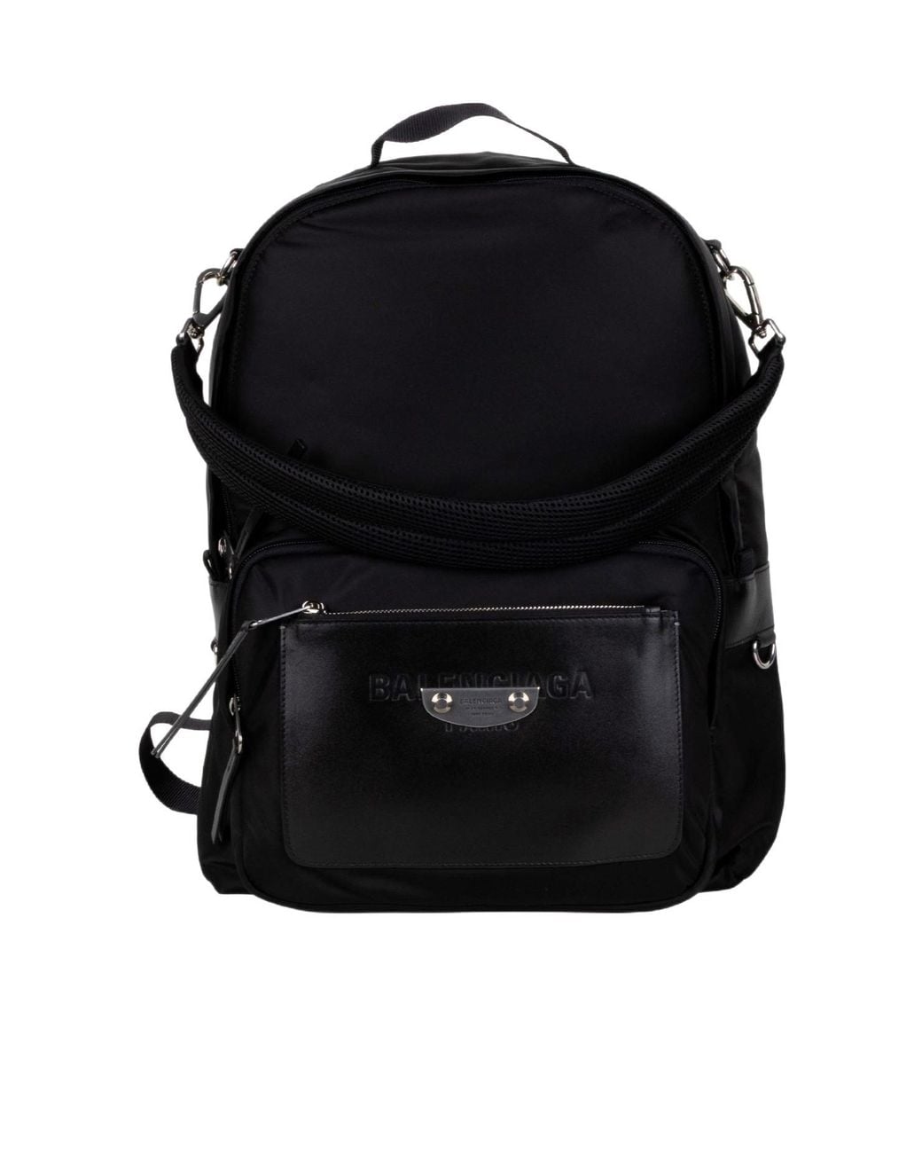 Balenciaga Black Logo Detailed Zipped Backpack for men