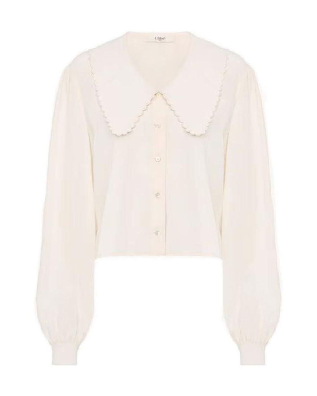 Chloé White Chloé Scalloped Collar Shirt