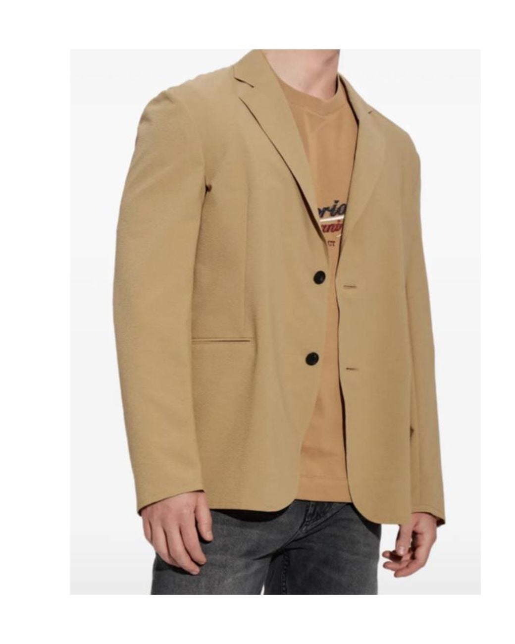 Emporio Armani Natural Single-Breasted Blazer for men