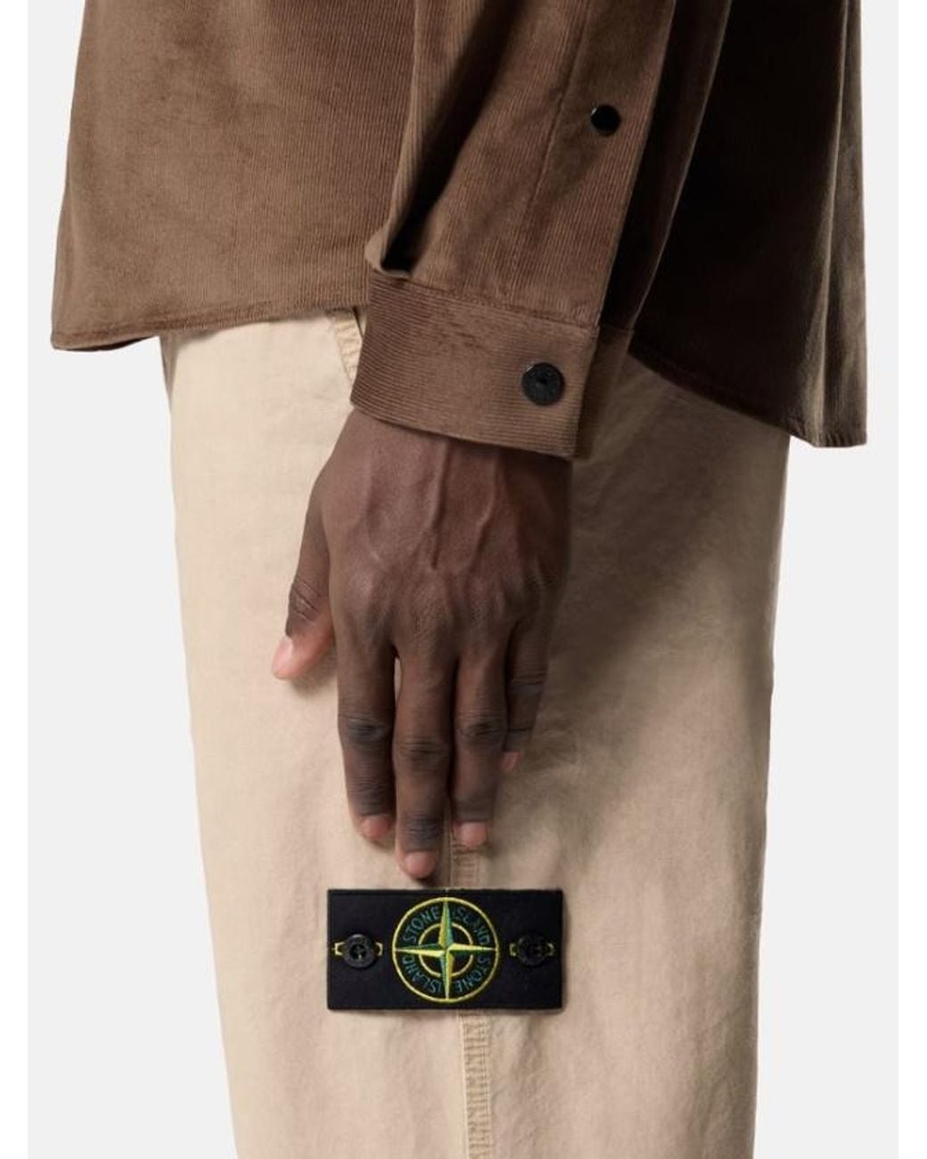 Stone Island Natural Logo Patch Straight-Leg Trousers for men